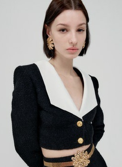 Alessandra Rich Ruffle-collar Jacket In Black