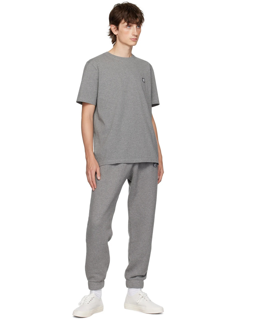 Maison Kitsuné Elasticated-waistband Cotton Track Pants In Gray