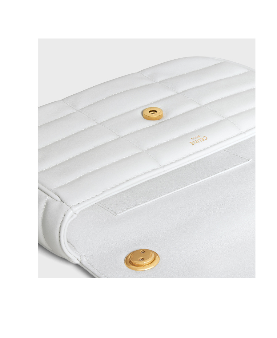 Celine Quilted Chain Shoulder Bag In White