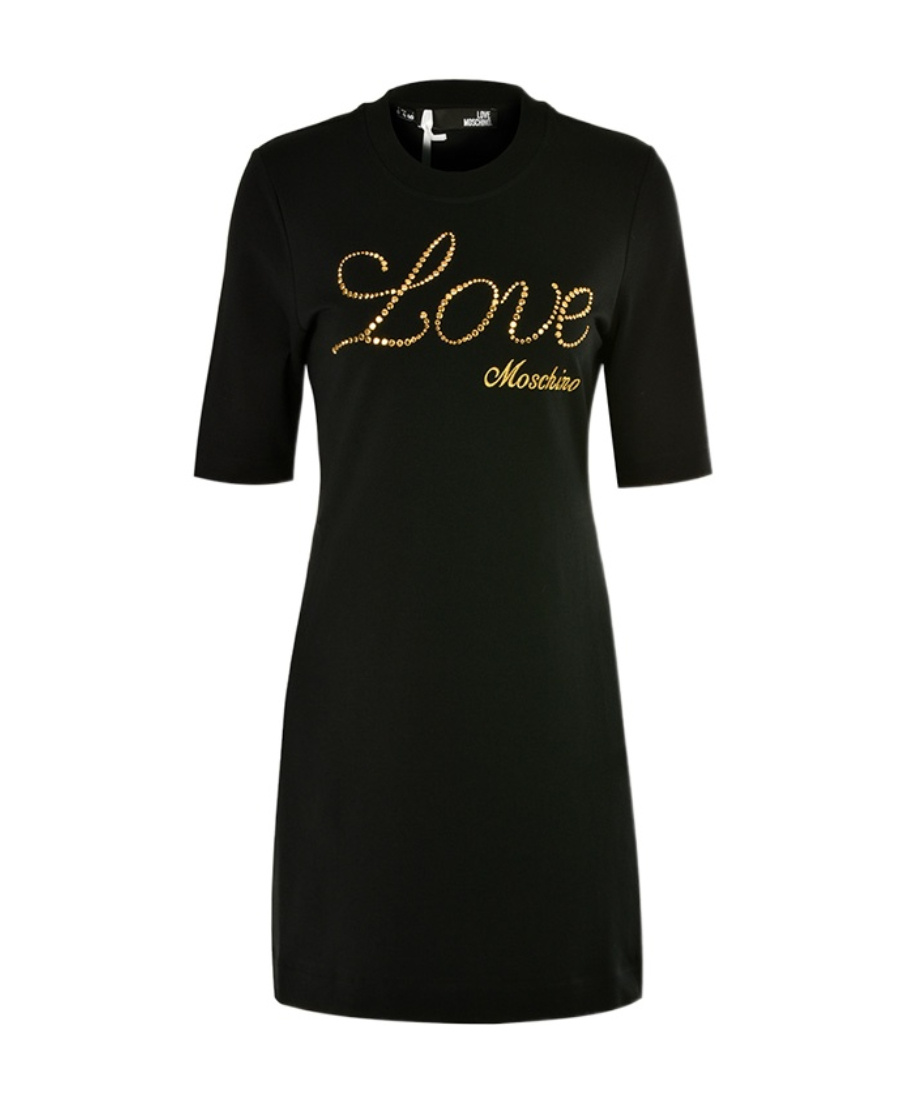 Moschino Round Neck Short-sleeved Dress In Black