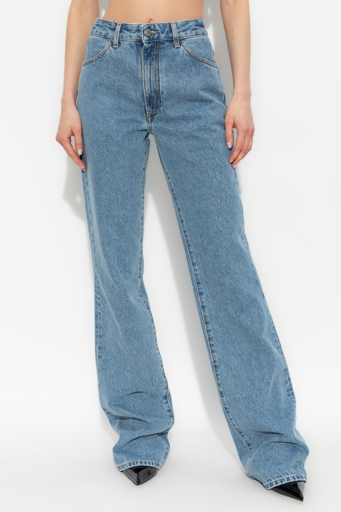 Attico Belt Loop Denim Trousers In Blue