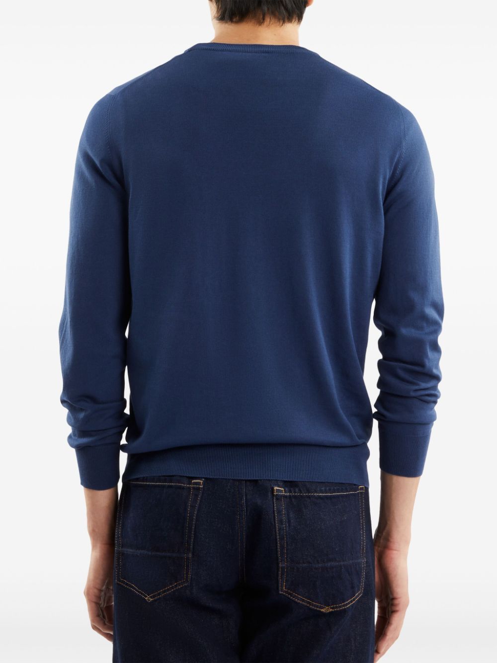 Fay Logo-embroidered Jumper In Blue
