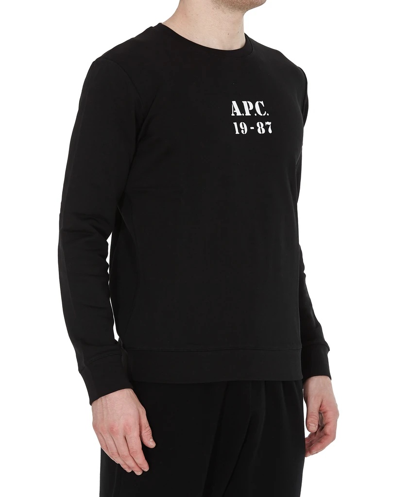 Apc Logo Print Round Neck Sweatshirt In Black