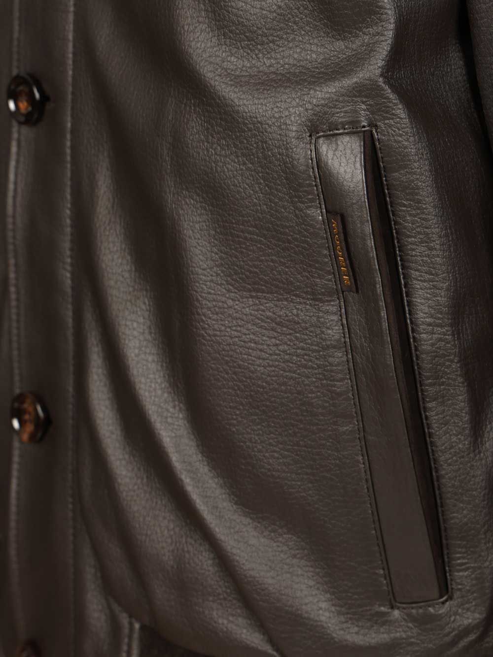 Moorer Long-sleeved Leather Jacket In Brown