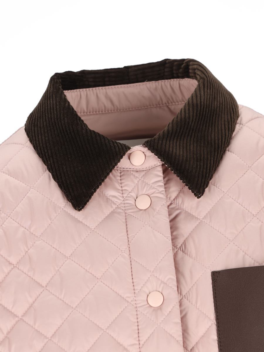 Loewe Collared Button-up Quilted Jacket In Pink