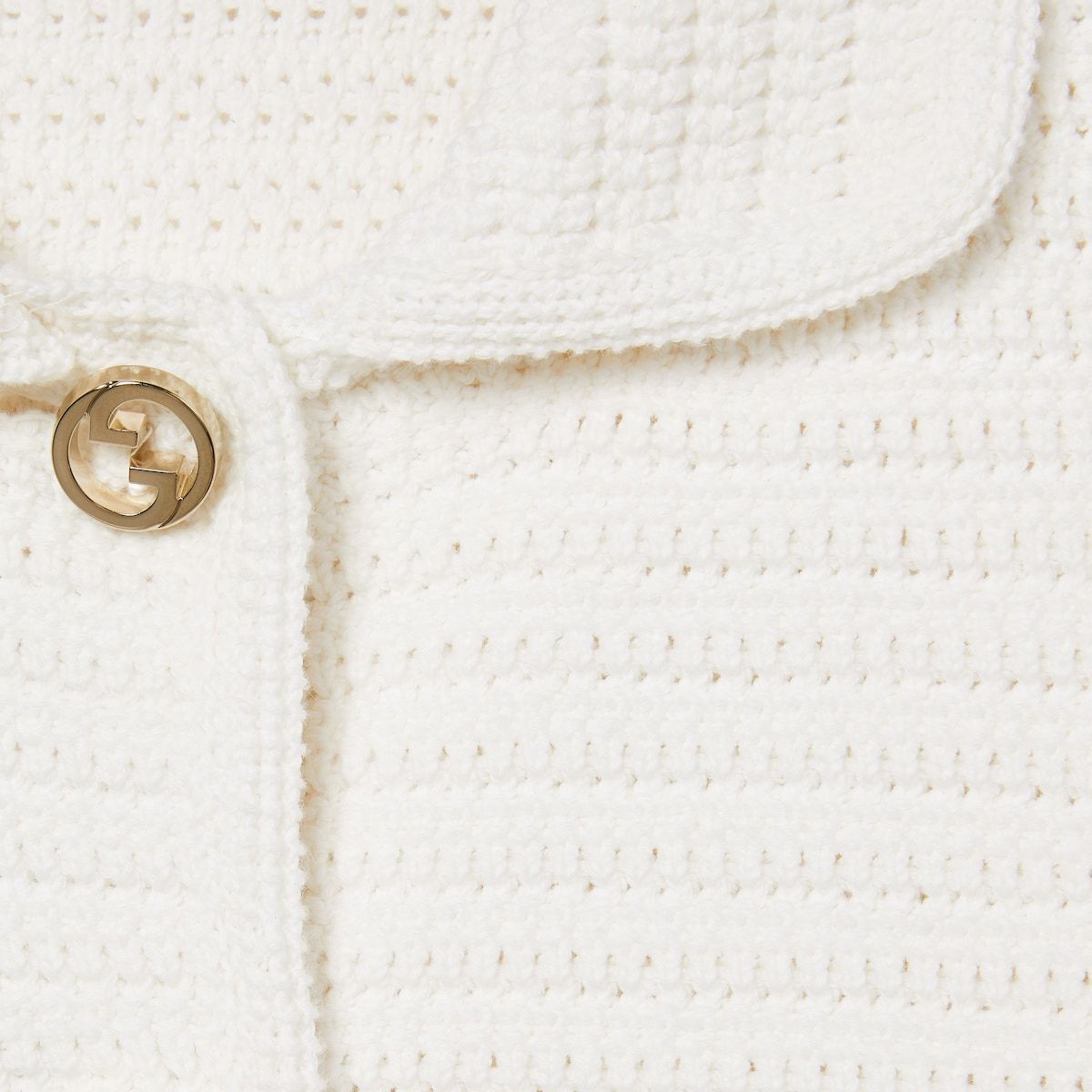 Gucci White Stretch Crochet Blazer In Neutral