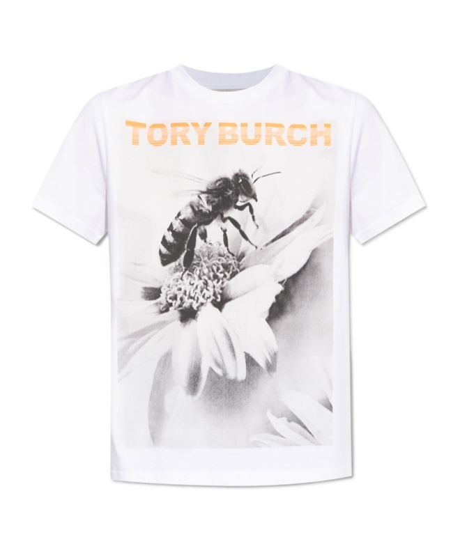 Tory Burch Printed Cotton T-shirt In White