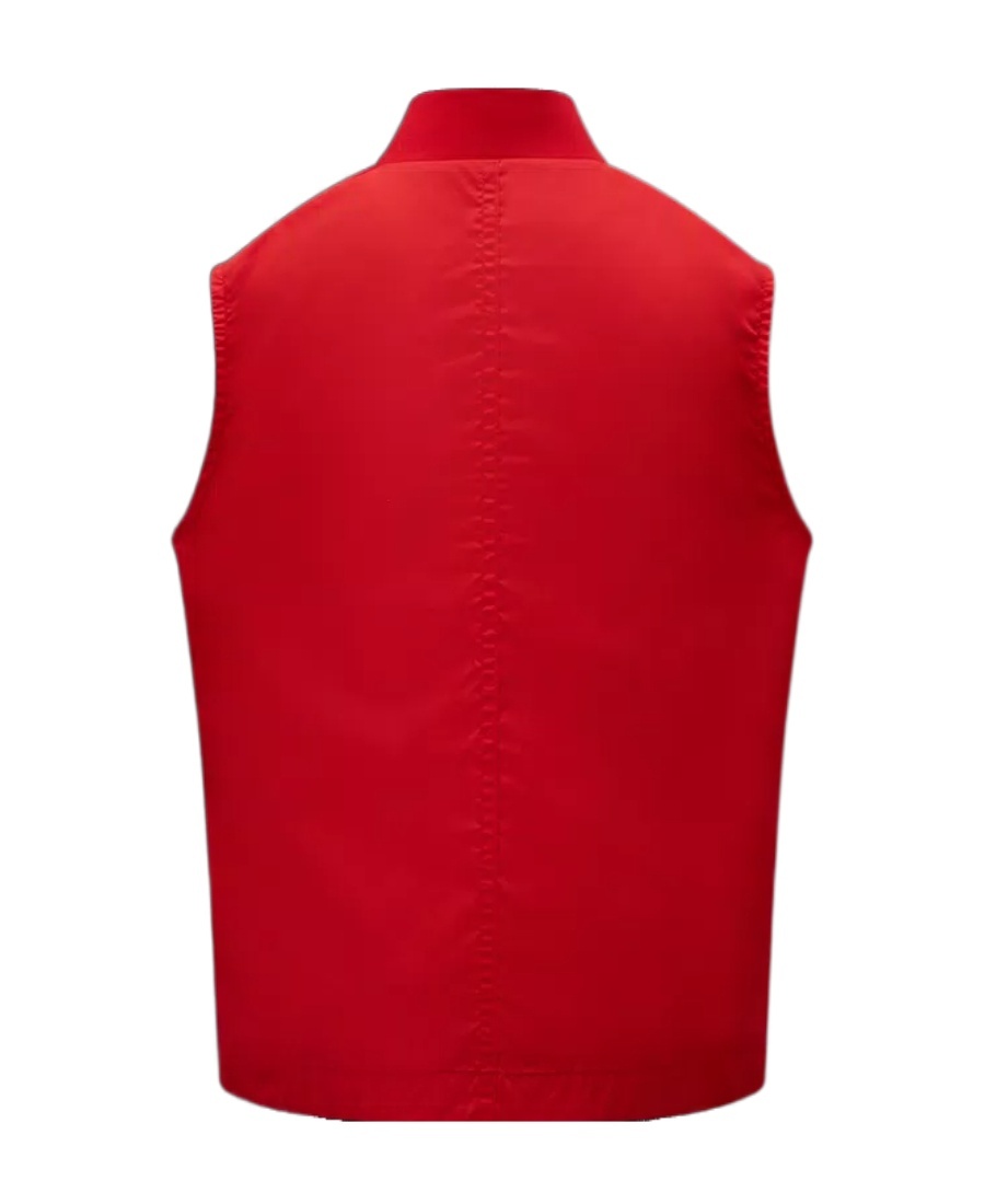 Moncler Logo-patch Zip-up Gilet In Red