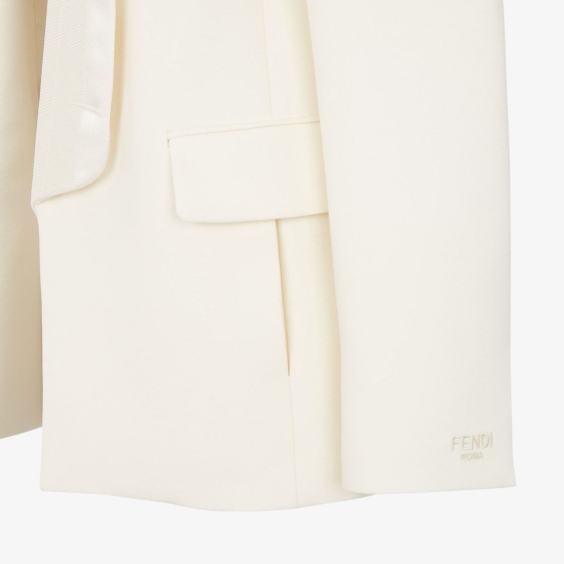 Fendi Wool Blend Blazer With Flap Pockets In White