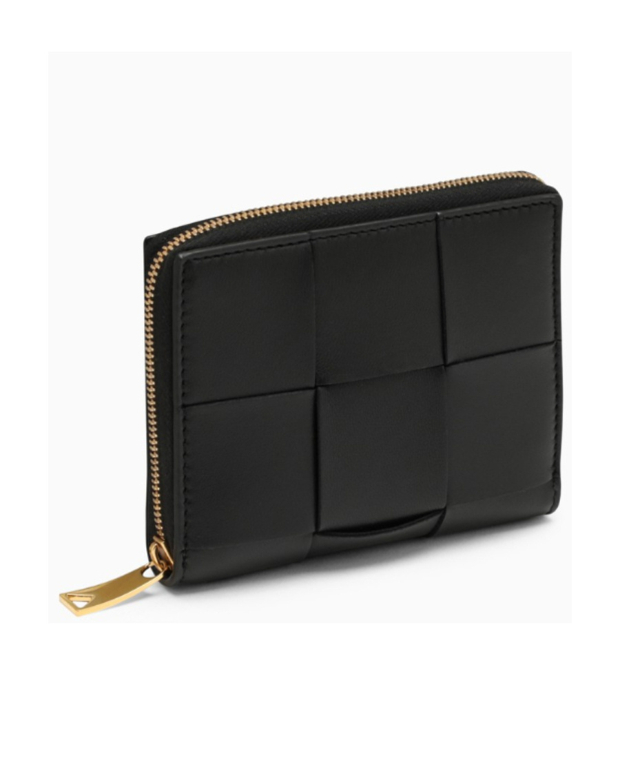 Bottega Veneta Checkered Zipper Purse In Black
