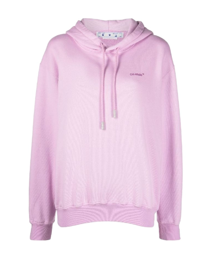 Off-white Diagonal Striped Hooded Sweatshirt In Pink