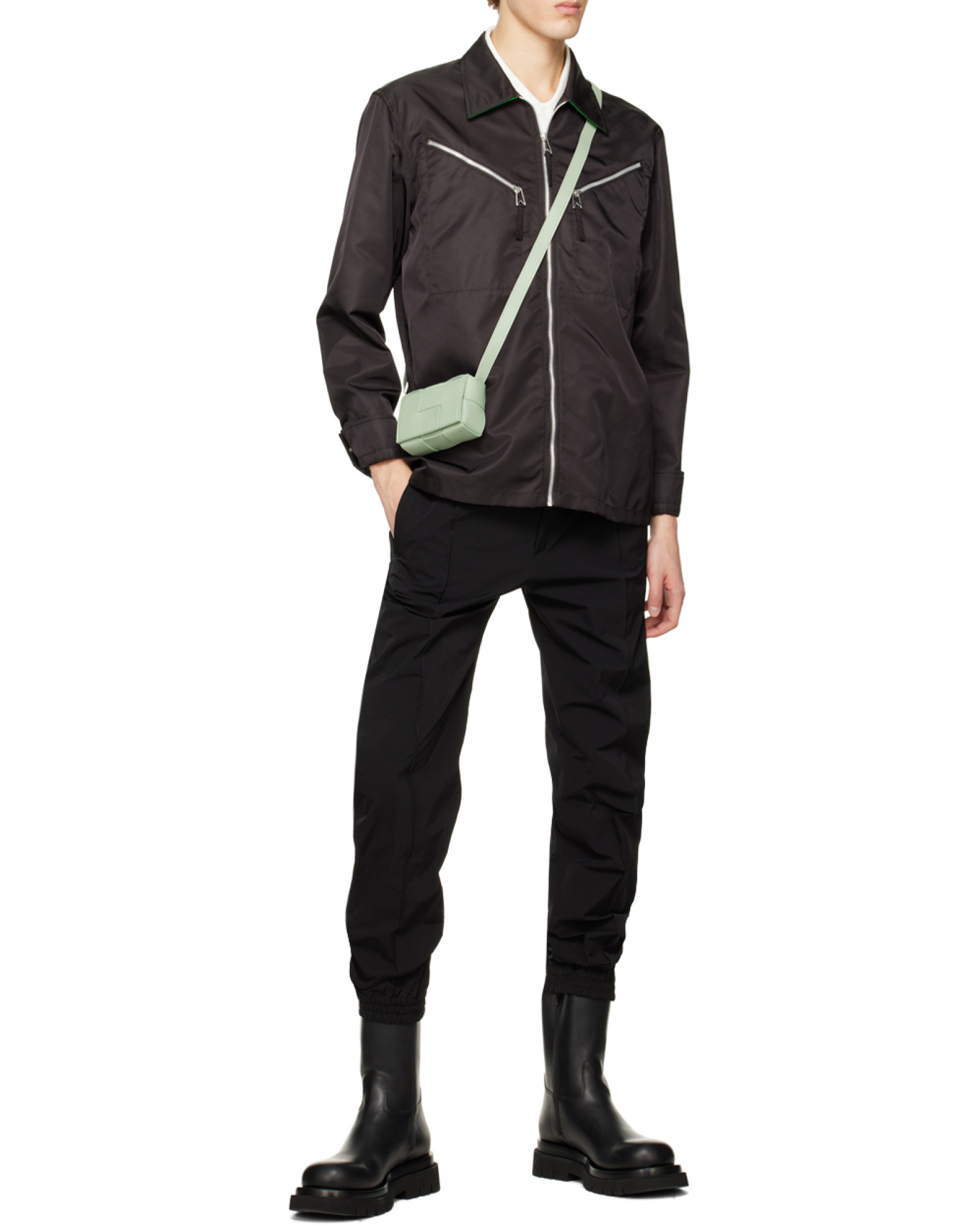 Bottega Veneta Mini Cassette Shoulder Bag In Sage Green