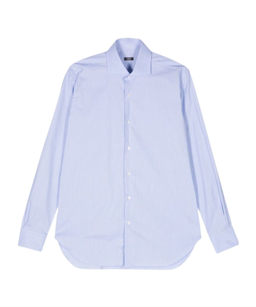 Barba Napoli Barba Long Sleeve Shirt With Semi-rigid Collar And Buttons In Blue