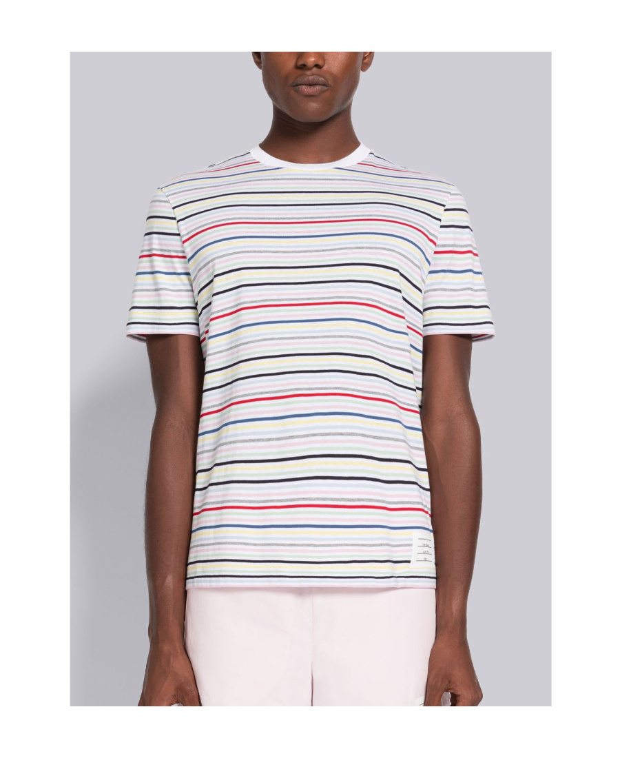 Thom Browne Striped Short-sleeve T-shirt In White
