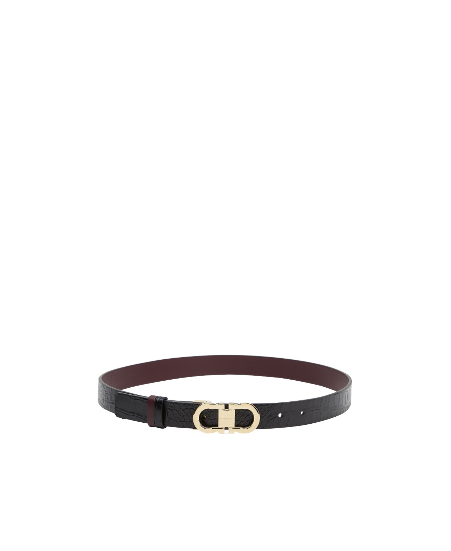 Ferragamo Double-sided Adjustment Gancini Belt In Black