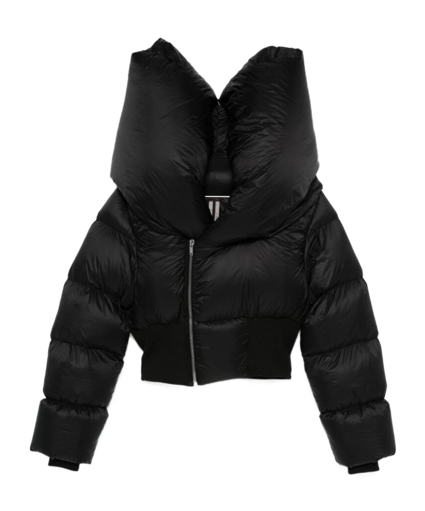 Rick Owens Long-sleeved Down Jacket In Black