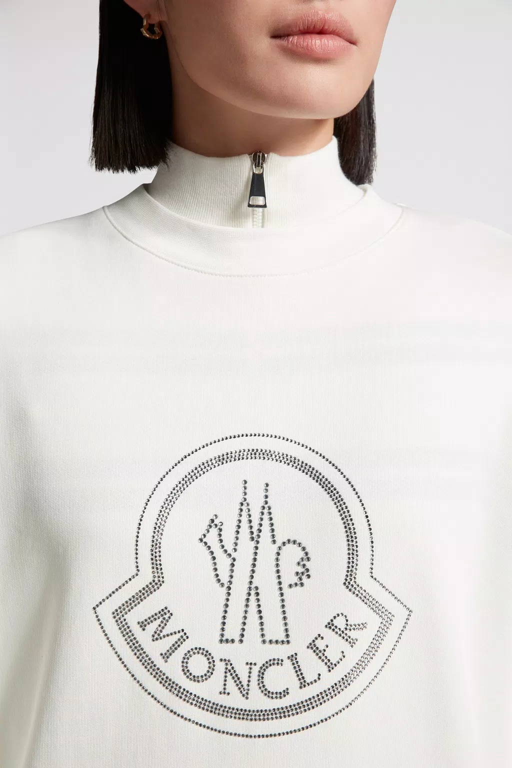 Moncler Logo Cotton-blend Jersey Sweatshirt In White