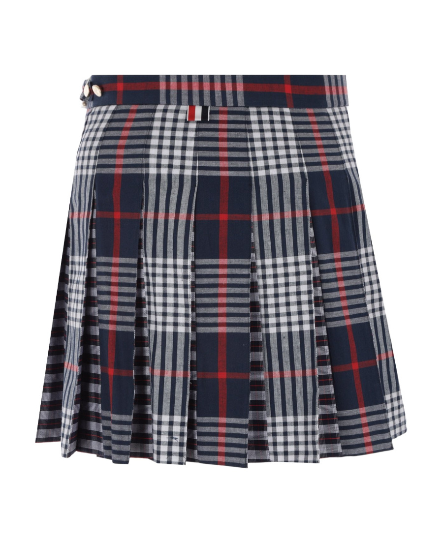Thom Browne Mini Skirt With Pleated Design And Tricolor Detail In Black