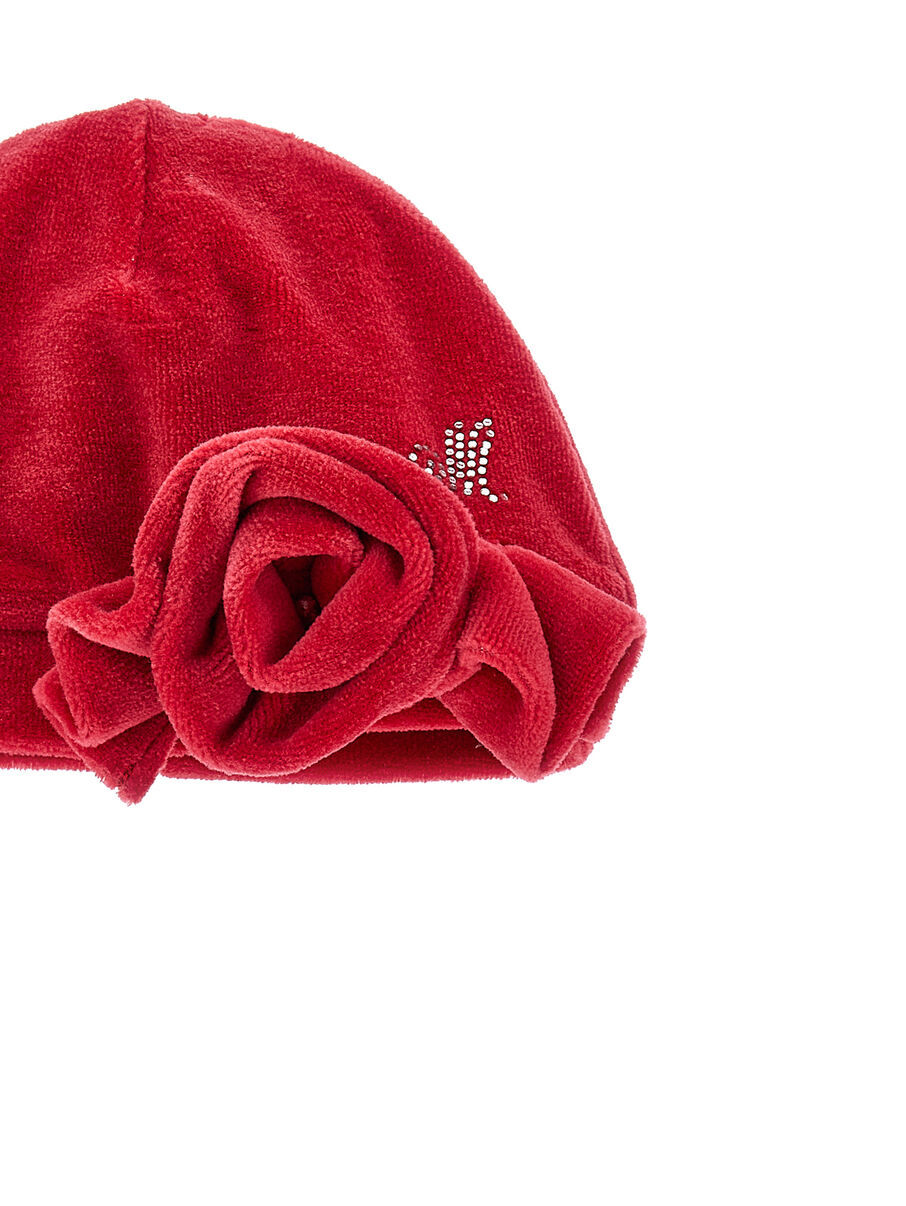 Monnalisa Logo-embellished Cotton Beanie In Red