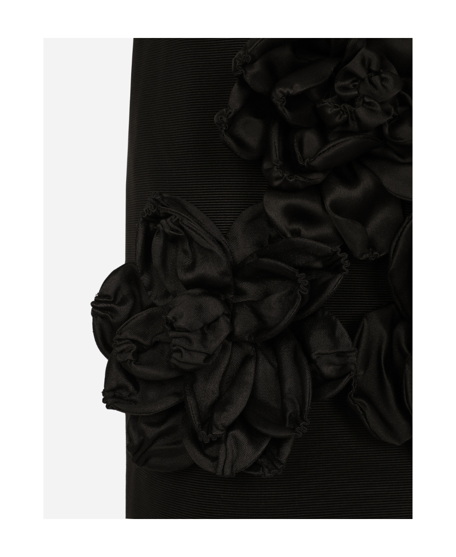 Dolce & Gabbana Ottoman Miniskirt With Flowers In Black