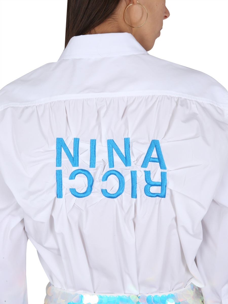 Nina Ricci Relaxed Fit White Button Closure Shirt In White