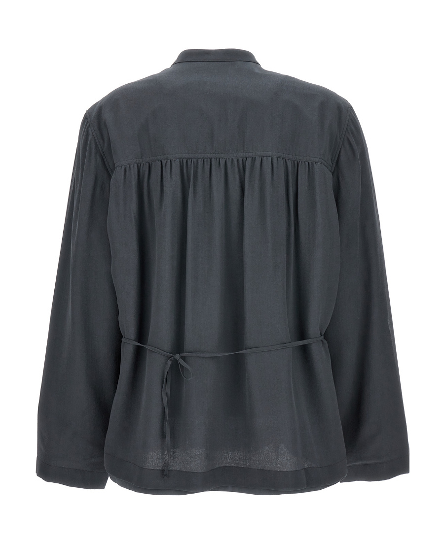 Lemaire Long-sleeved Wrinkled Shirt In Black