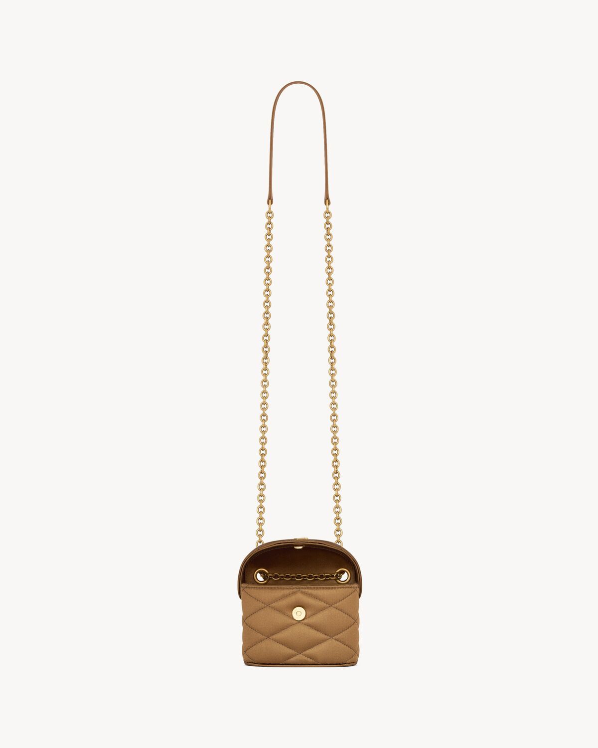 Saint Laurent June Micro Box Bag In Satin In Bitter Cocoa