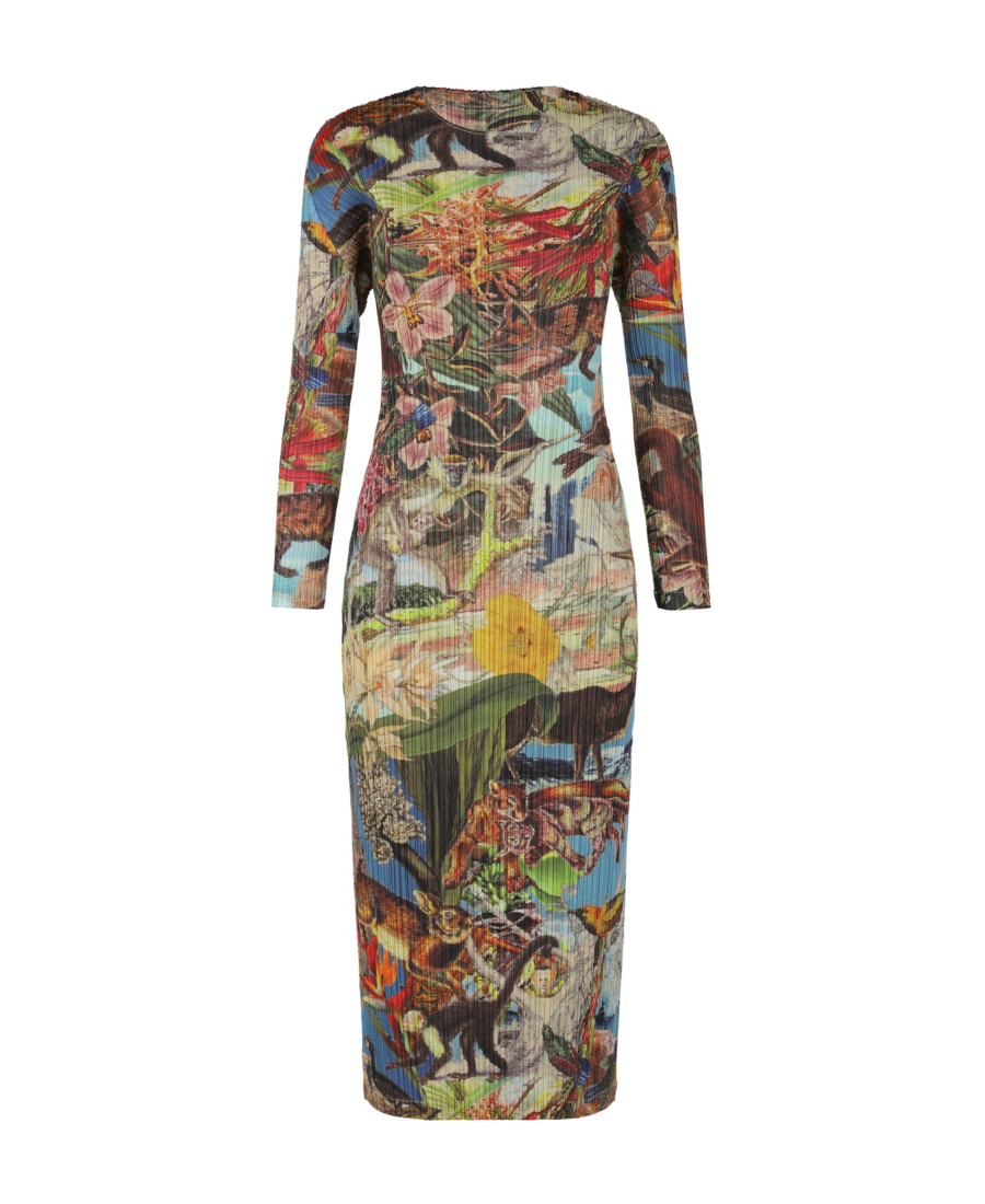 Issey Miyake Graphic-print Plissé Midi Dress