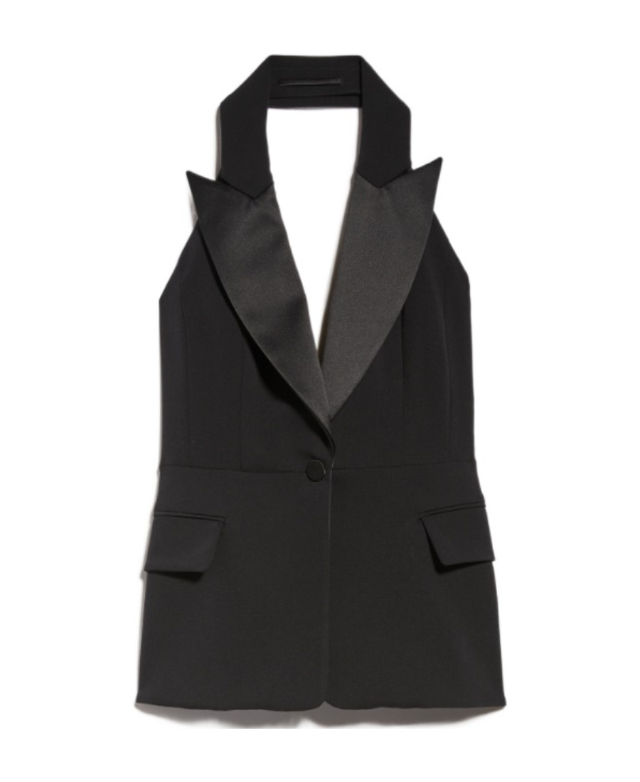 Max Mara Aletta Sleeveless Wool Evening Jacket In Black