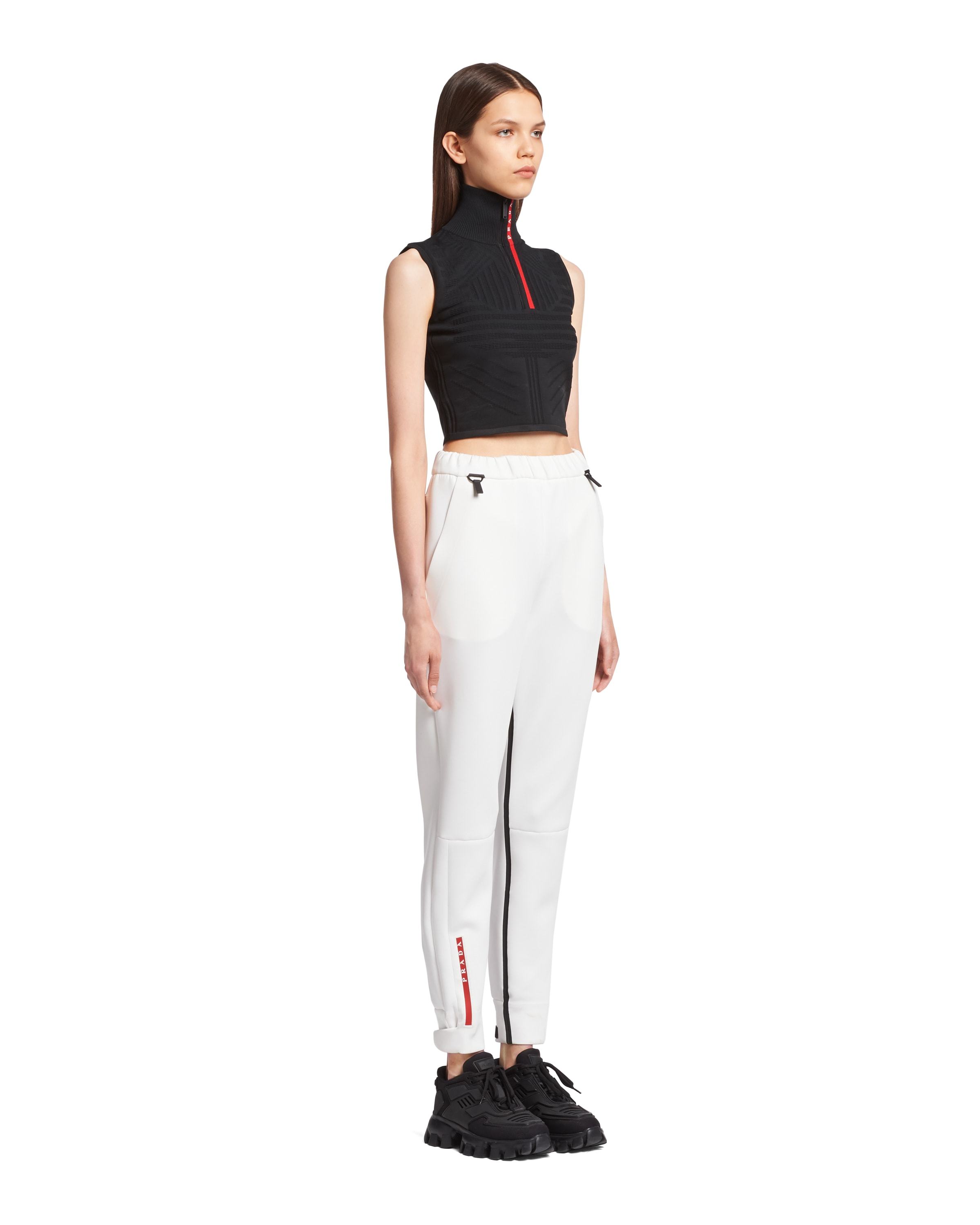Prada Back Pleat Cropped Pant In White