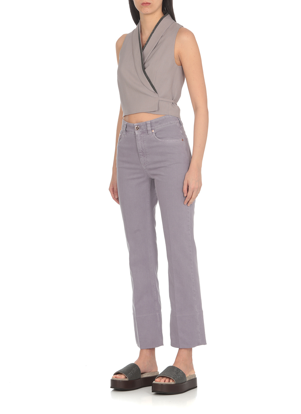Shop Brunello Cucinelli Pressed-crease Loose-fit Jeans In Gray
