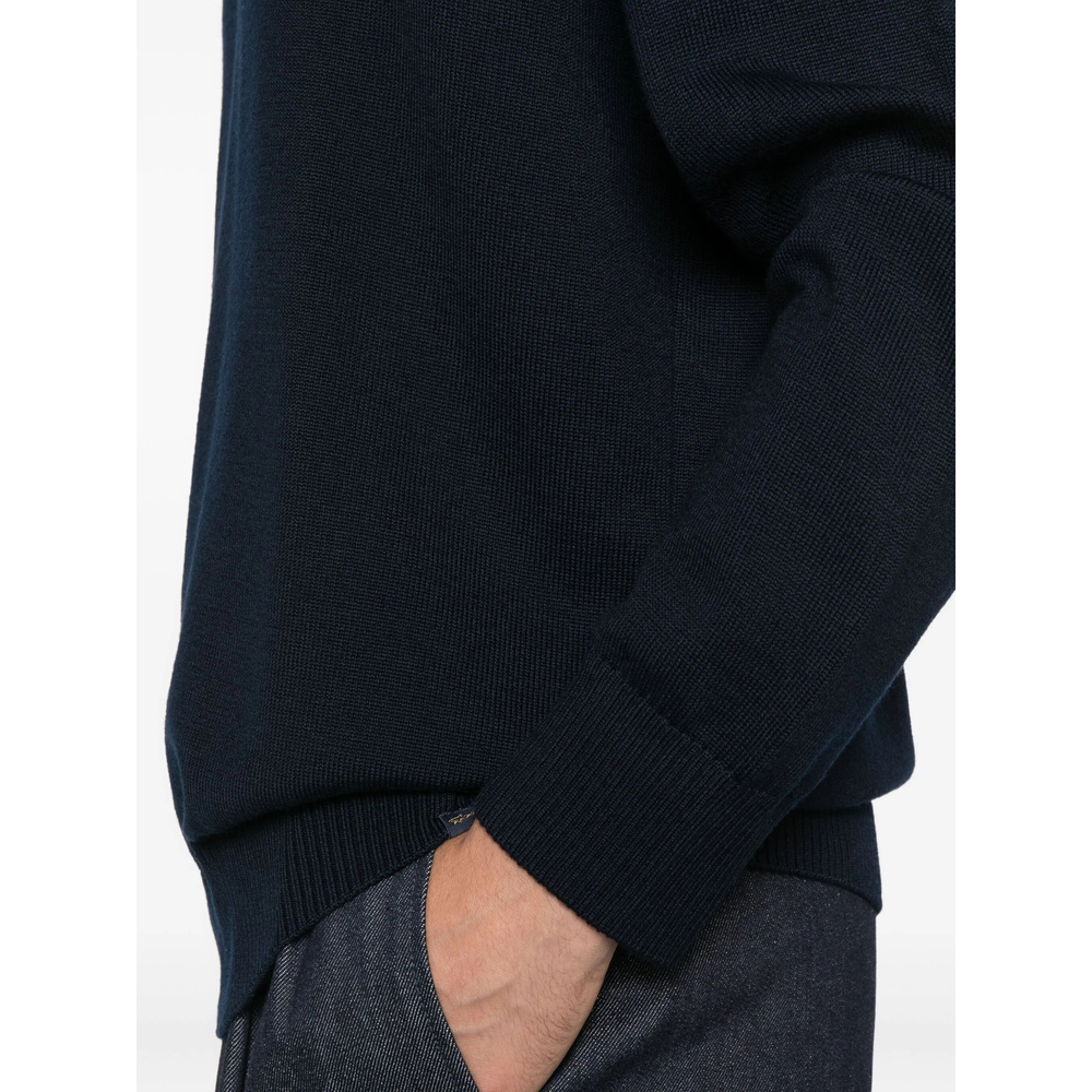 Paul & Shark Wool Shoulder-patch Jumper In Blue