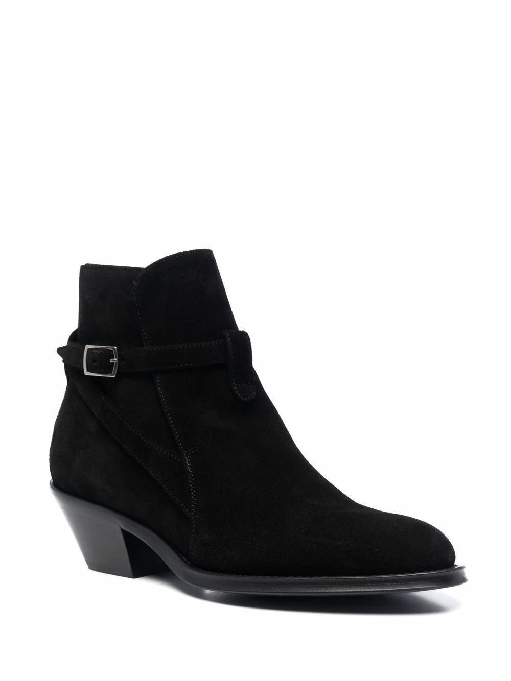 Shop Saint Laurent Buckled Strap Ankle Boots In Black