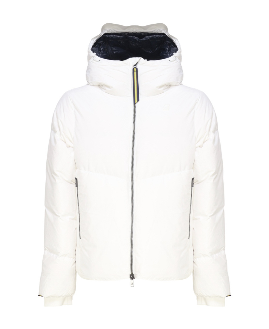 K-way Hooded Zipper Down Jacket In White