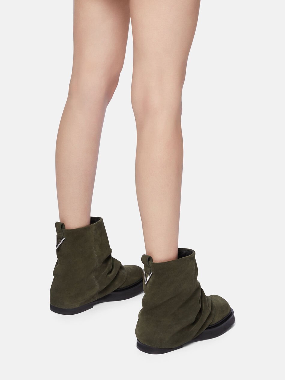 Attico Khaki Mini Robin Combat Boots In Black