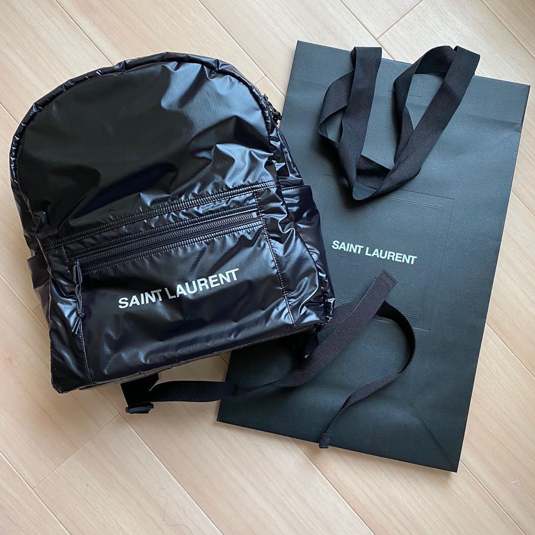 Saint Laurent Nuxx Ripstop Logo-print Backpack In Black