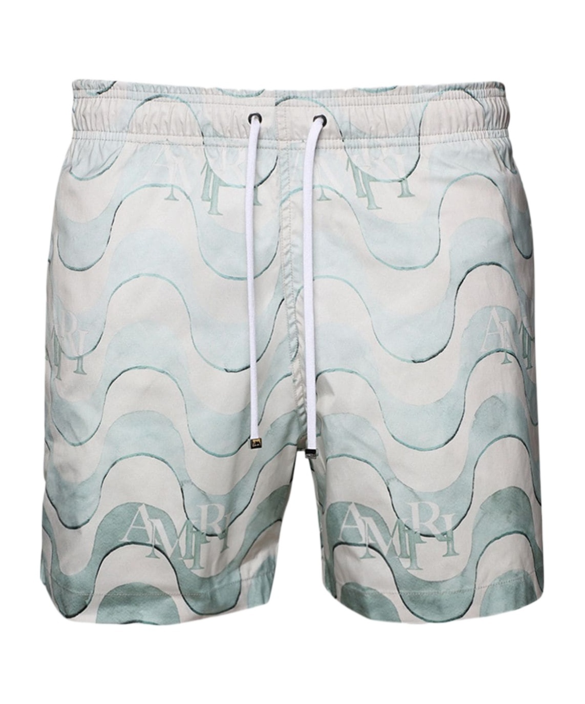 Amiri Staggered Drawstring Swim Trunks In White