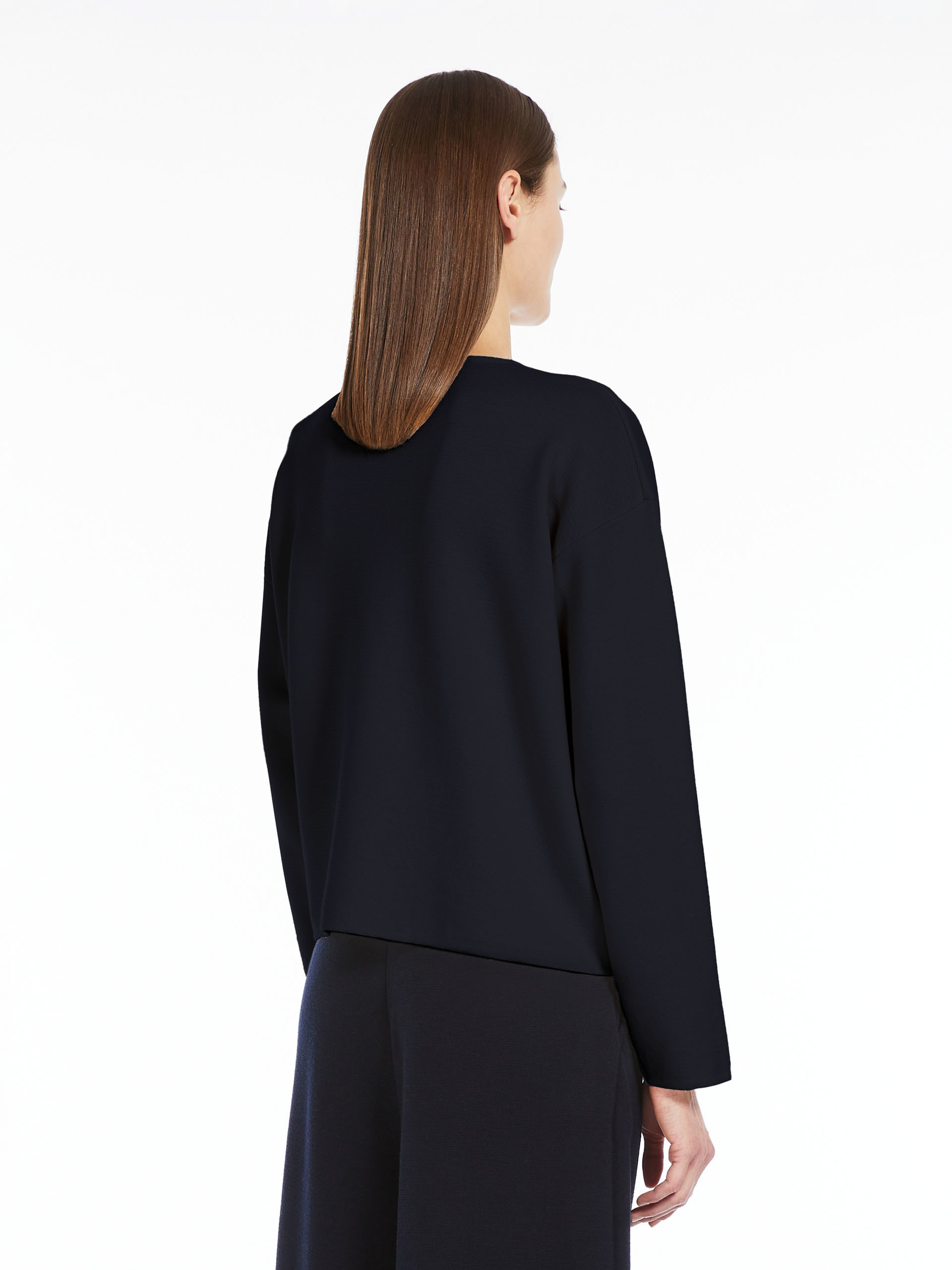 Max Mara Woolen Round Neck Sweater In Blue