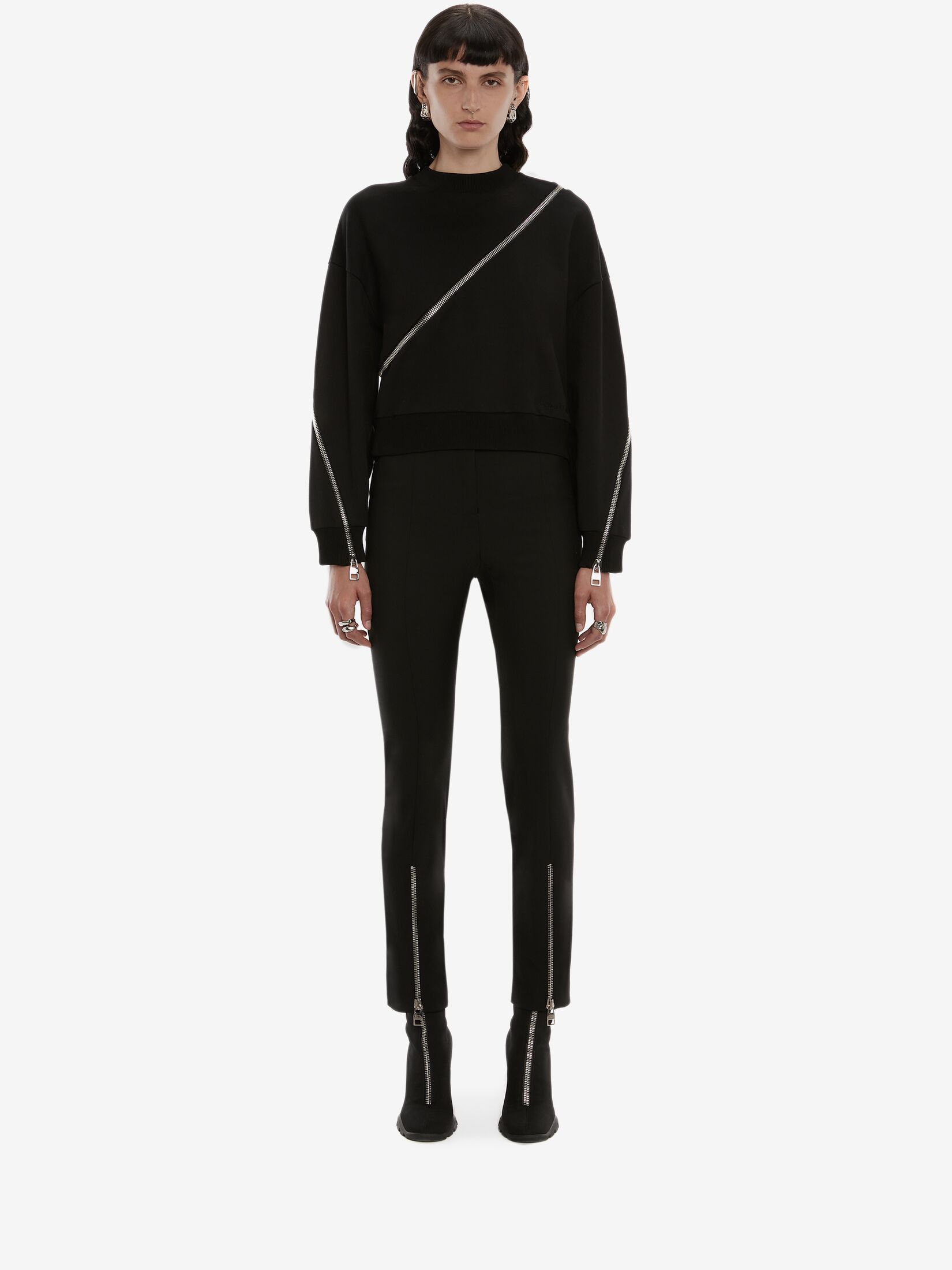 Alexander Mcqueen Cut-out Cotton Sweatshirt In Black