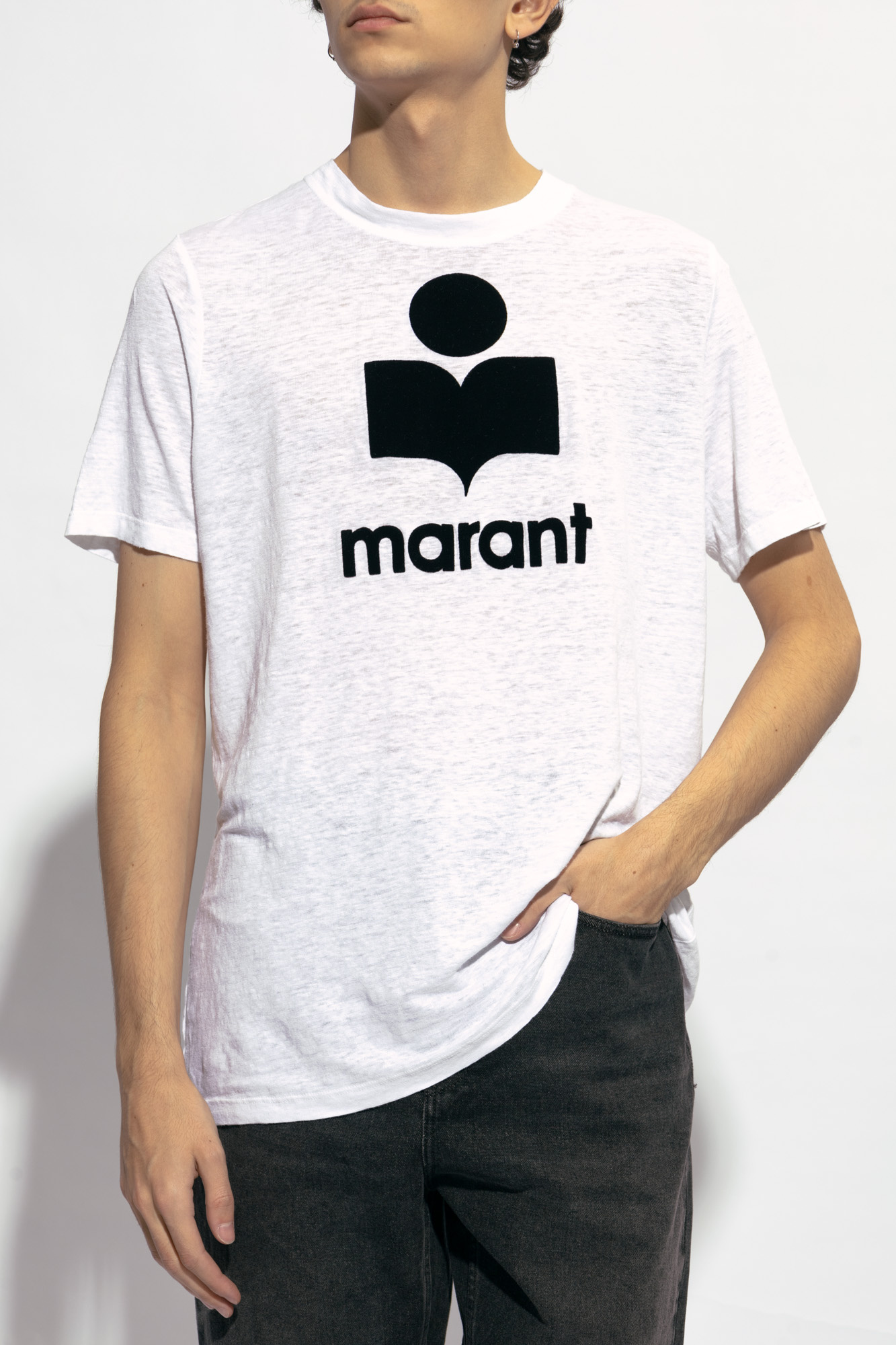 Isabel Marant Marant Karman T Shirt With Flocked Logo In White