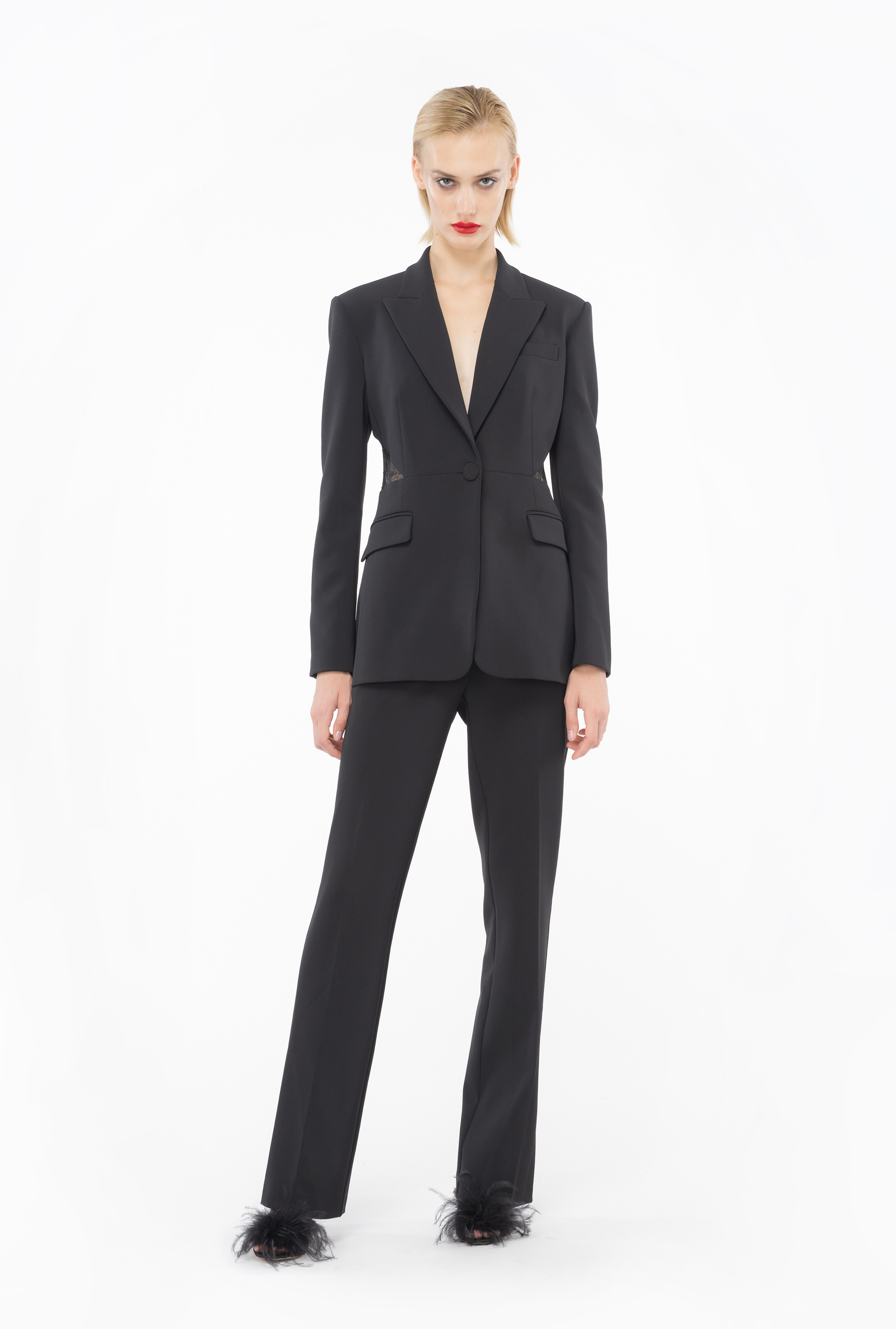 Pinko High-waisted Cropped Trousers In Black