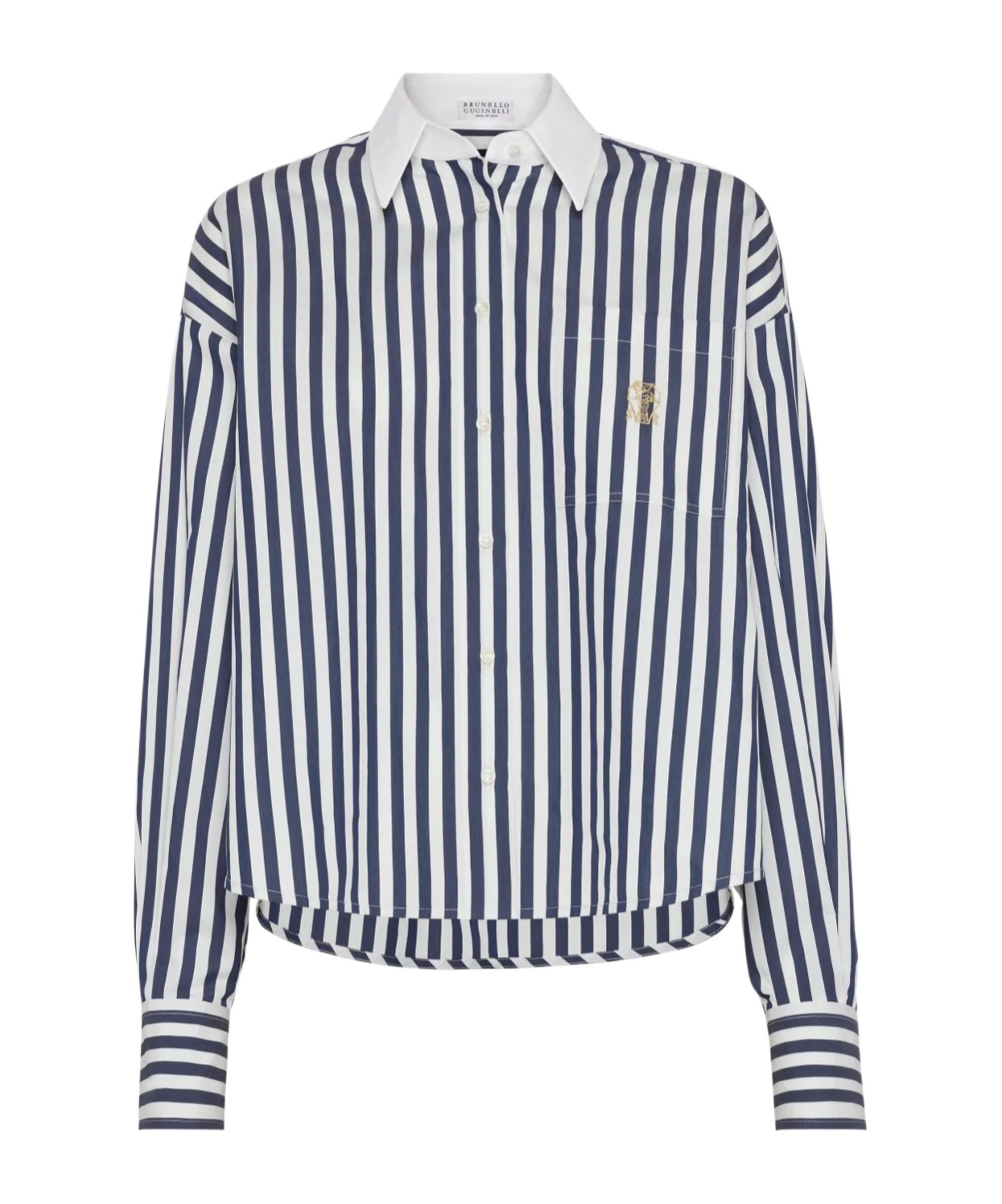 Brunello Cucinelli Striped Long-sleeved Shirt In White