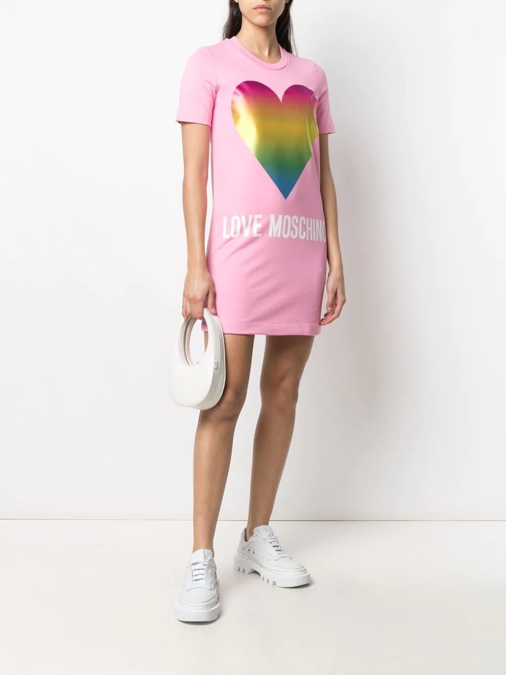 Moschino Logo Printed T-shirt Dress In Pink