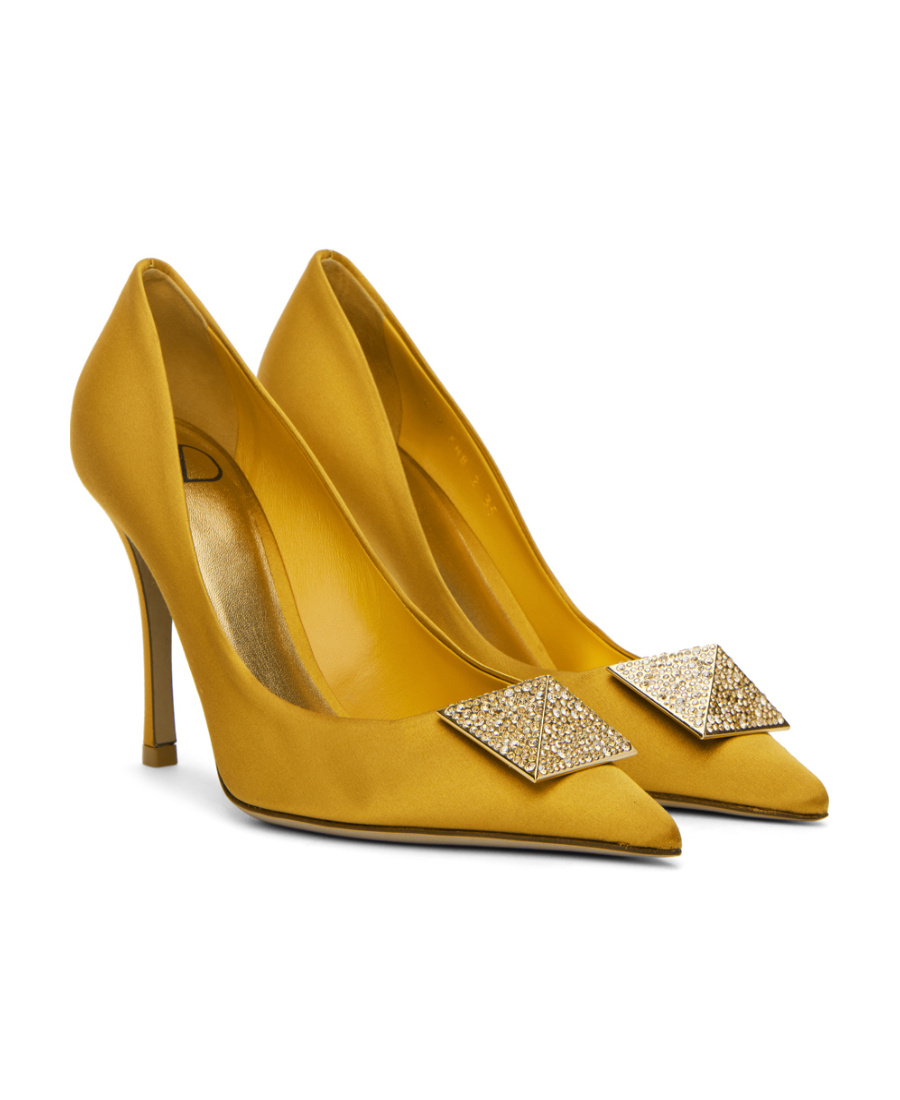 Valentino One Stud 100mm Pumps In Yellow