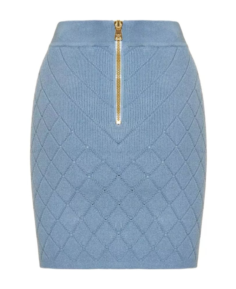 Balmain Pattern-jacquard Miniskirt In Blue