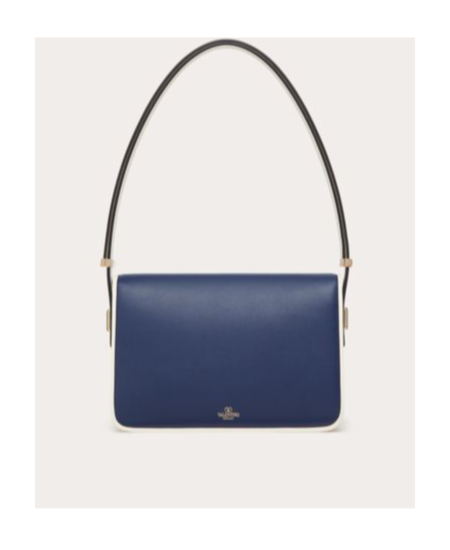 Valentino Vlogo Letter Two-tone Bag In Blue