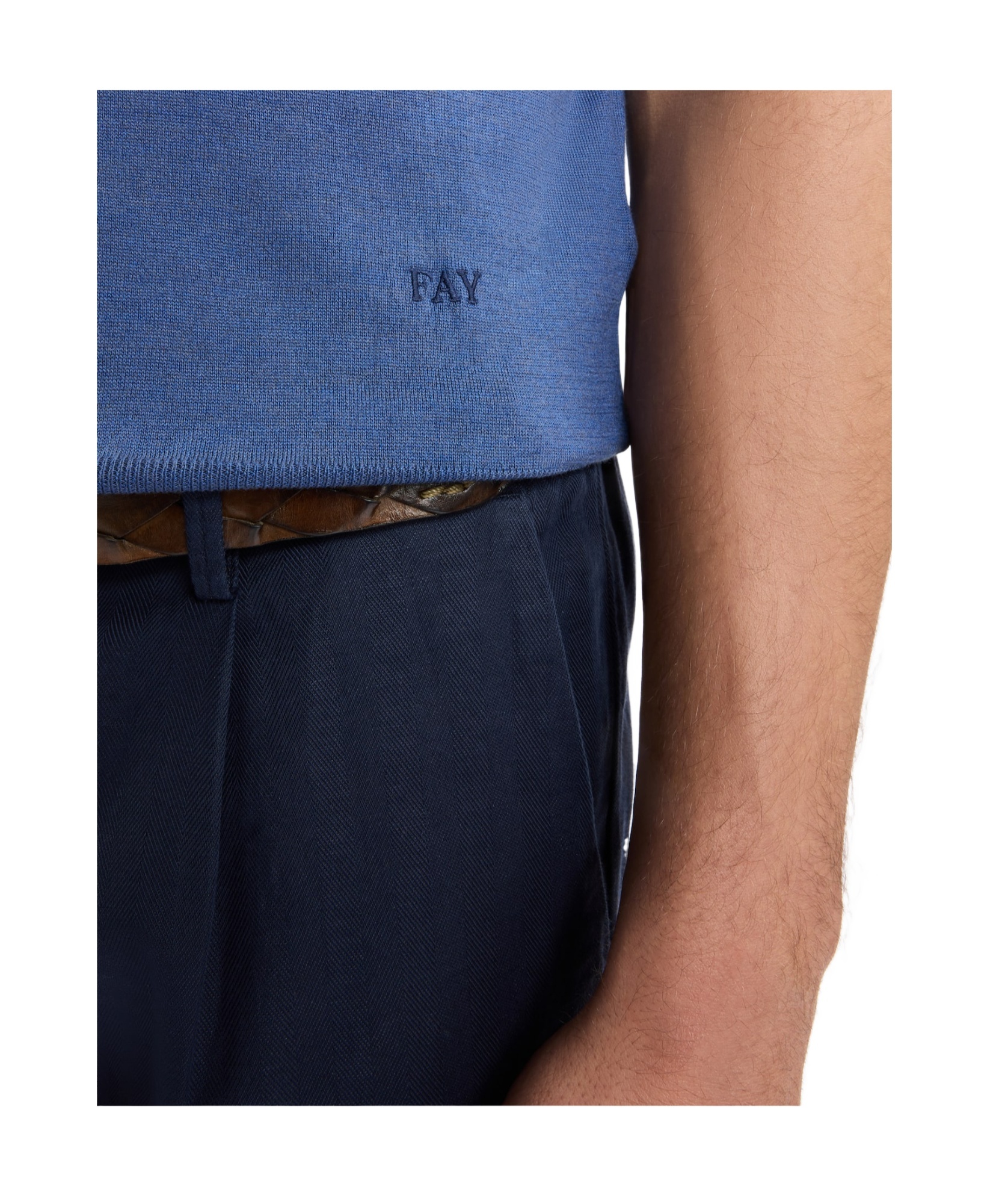 Fay Polo Shirt In Silk And Cotton In Blue