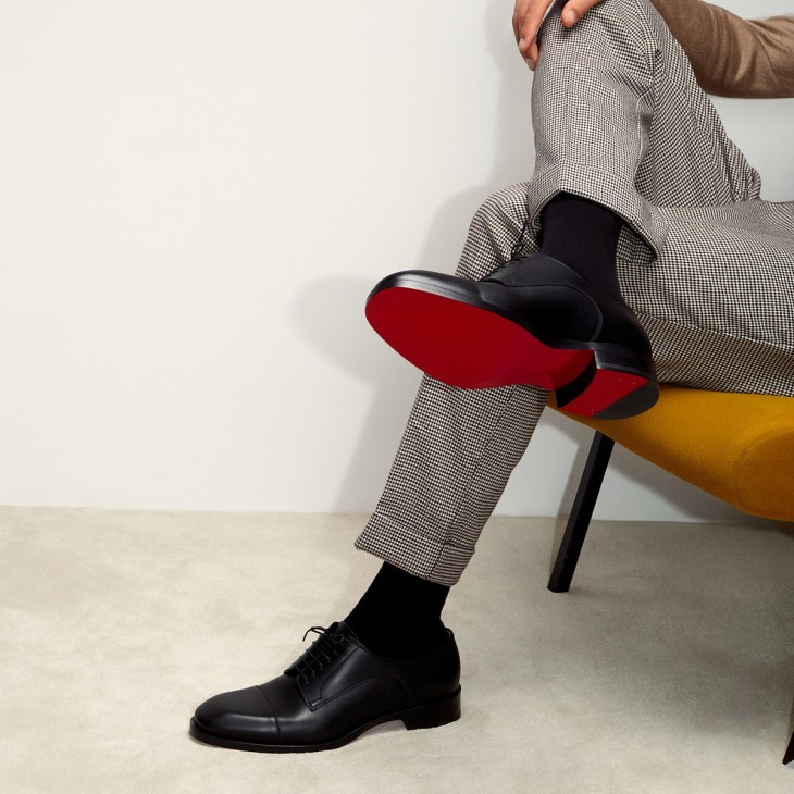 Christian Louboutin Cortomale Leather Derby Shoes In Black