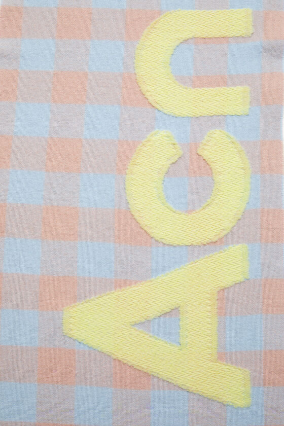 Acne Studios Logo-patch Checked Wool Scarf In White