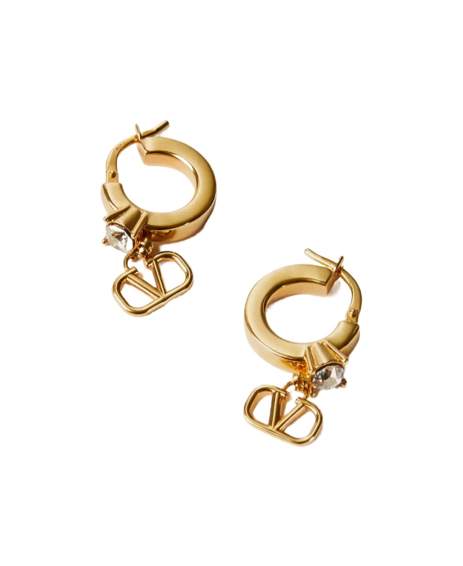 VALENTINO GARAVANI MINI VLOGO SIGNATURE METAL EARRINGS WITH SWAROVSKI CRYSTALS